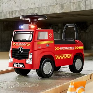 Fire Truck Ride On Car For Toddlers 2-5 Years Old Plastic Toy Vehicle With Lights And Sounds Fire Department Design - Product Image 1