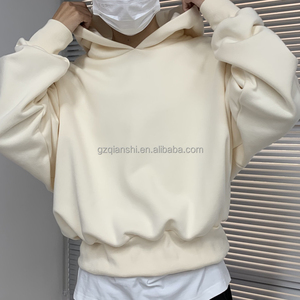 เสื้อฮู้ดดี้ผ้าฝ้ายเฟรนช์เทอร์รี่แบบเรียบ หนัก 500 กรัม ทรงโอเวอร์ไซส์ ผลิตจำนวนมาก ผู้ผลิตเสื้อฮู้ดดี้ทรงครอปแบบเรียบสำหรับผู้ชาย - Product Image 5