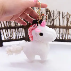 Pemasok gantungan kunci boneka unicorn lucu gantungan kunci lembut kecil penjualan laris hewan boneka untuk anak perempuan