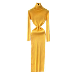 2025 estate elegante tunica a collo alto tubino abito Midi <span class=keywords><strong>in</strong></span> <span class=keywords><strong>maglia</strong></span> sottile per le donne - Product Image 5