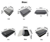 Récipient alimentaire jetable en plastique PP avec couvercle Boîte à lunch à emporter pour micro-ondes Boîte à bento jetable Conteneur de préparation de repas à emporter