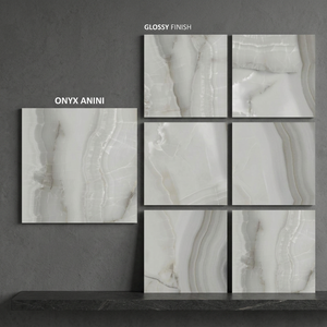 Gray Onyx Marble Look Polished Porcelain <b>Floor</b> Tiles Premium Indoor Flooring 32x32 Inch Design - Product Image 3