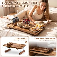 Plateau d'appoint pour canapé en bois d'acacia, à placer entre les coussins, avec support de téléphone rotatif et porte-gobelet, plateau pliable pour boissons et collations
