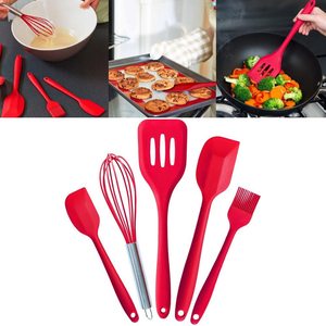 硅胶厨具套装<span class=keywords><strong>5</strong></span>件套烘焙工具抹刀硅胶抹刀油刷打蛋器烹饪勺子抹刀 - Product Image 3