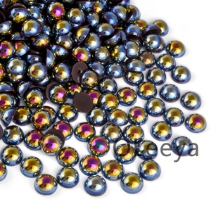 OLeeya ABS Plastic Half Round Pearls Coffee Ab Color Series Freewater Loose Pearls Decoration for Shoes Tumblers Glass Crafts - Product Image 3