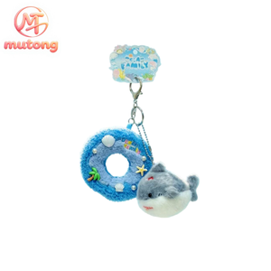 Gran stock <span class=keywords><strong>de</strong></span> accesorios para bolsos: Adorable llavero <span class=keywords><strong>de</strong></span> peluche con forma <span class=keywords><strong>de</strong></span> donut, círculo <span class=keywords><strong>de</strong></span> natación, animal marino colgante y colgante <span class=keywords><strong>de</strong></span> peluche bonito - Product Image 1