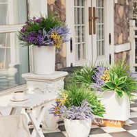 Tanaman Hijau Buatan Lintas Batas Eucalyptus Lavender Dekorasi Halaman Hotel Perlengkapan Dekorasi Kombinasi Bunga Set Plastik PE Sutra