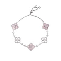 Bracelet manchette de luxe en laiton plaqué argent, orné de fleurs colorées en zircon et cristal, tendance et élégant, pour filles