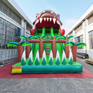 Castillo inflable gigante de doble carril para exteriores, tobogán inflable comercial con diseño de dinosaurio para niños - Product Image 3