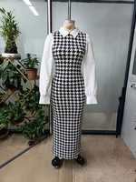 Robes élégantes à col châle, manches bouffantes, imprimées, mi-longues, sexy, pour l'automne et l'hiver, robe de bureau pour femme, coupe ajustée, robe de soirée