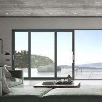 Porte coulissante moderne en aluminium certifiée CE, double vitrage trempé, ventilation pour appartement commercial
