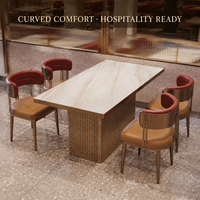 Ensemble de table et de chaises de salle à manger commerciales confortables, robustes et résistantes aux rayures avec plateau en pierre frittée CONTEMPORAIN pour restaurant