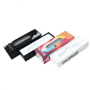 Custom Packaging Child Resistant Black <b>Box</b> 0.5ml or 1ml Drawer Packaging <b>Box</b> With <b>Clear</b> Window and Button - Product Image 2