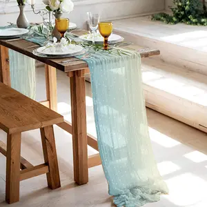 2022 Wholesale Table Cheese Cloth Runner Woodland Wedding Decorations Cheesecloth Table Runner