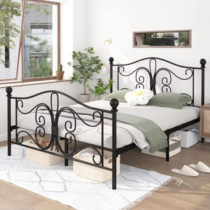 Кровать-платформа Homerich Modern Black из кованого железа, регулируемая, прочная, размер <span class=keywords><strong>Twin</strong></span>, с возможностью выбора цвета, для спальни - Product Image 1
