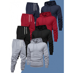 Conjunto de sudadera con capucha y pantalones deportivos para hombre, ropa deportiva de color sólido, Smlxlxxl, colores mezclados, conjunto informal para caballero de negocios - Product Image 1