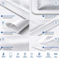 Sacs refermables personnalisés mats dépolis à trois soudures avec fermeture éclair, résistants à l'humidité, imprimés en héliogravure, avec languette de suspension et fenêtre transparente