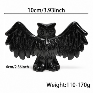 Figurine d'hibou <span class=keywords><strong>en</strong></span> cristal naturel sculptée à la main avec des ailes écartées, <span class=keywords><strong>sculpture</strong></span> animale <span class=keywords><strong>en</strong></span> pierre précieuse pour la décoration intérieure, vente <span class=keywords><strong>en</strong></span> gros - Product Image 4