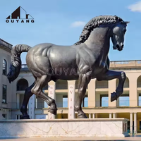 Sculpture de cheval antique en bronze grandeur nature, statue réaliste de cheval debout pour la décoration extérieure de villa et de jardin