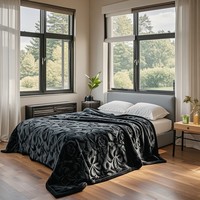 Großhandel King Size 2-lagige Doppels chicht schwarz Fleece Throw 100% Polyester Nerz Raschel Decke Geometric Heavy Thick Winter