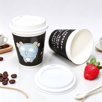 Gobelets en papier personnalisés de 10 oz (300 ml) avec logo, revêtement PE de qualité alimentaire, imperméables, à paroi simple, avec couvercles