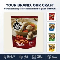 Op maat gemaakte groothandelsverpakking voor warme matzoballen, staande pouch met herbruikbare ziplock en gemakkelijke afscheurstrip