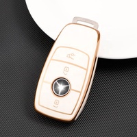 Étui de protection pour clé de voiture en TPU avec bord doré, en gros, pour accessoires intérieurs de voiture de classe C/E/S