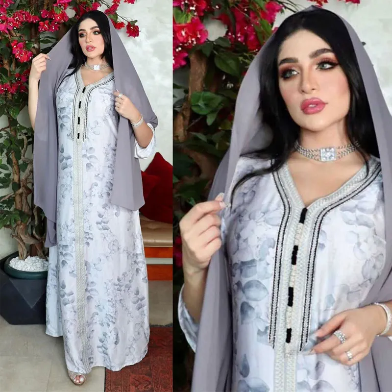 Dubai Jalabiya moda müslüman çarşaf elbise kadınlar için Eid 2022 fas kaftan türkiye umman'da İslam giyim