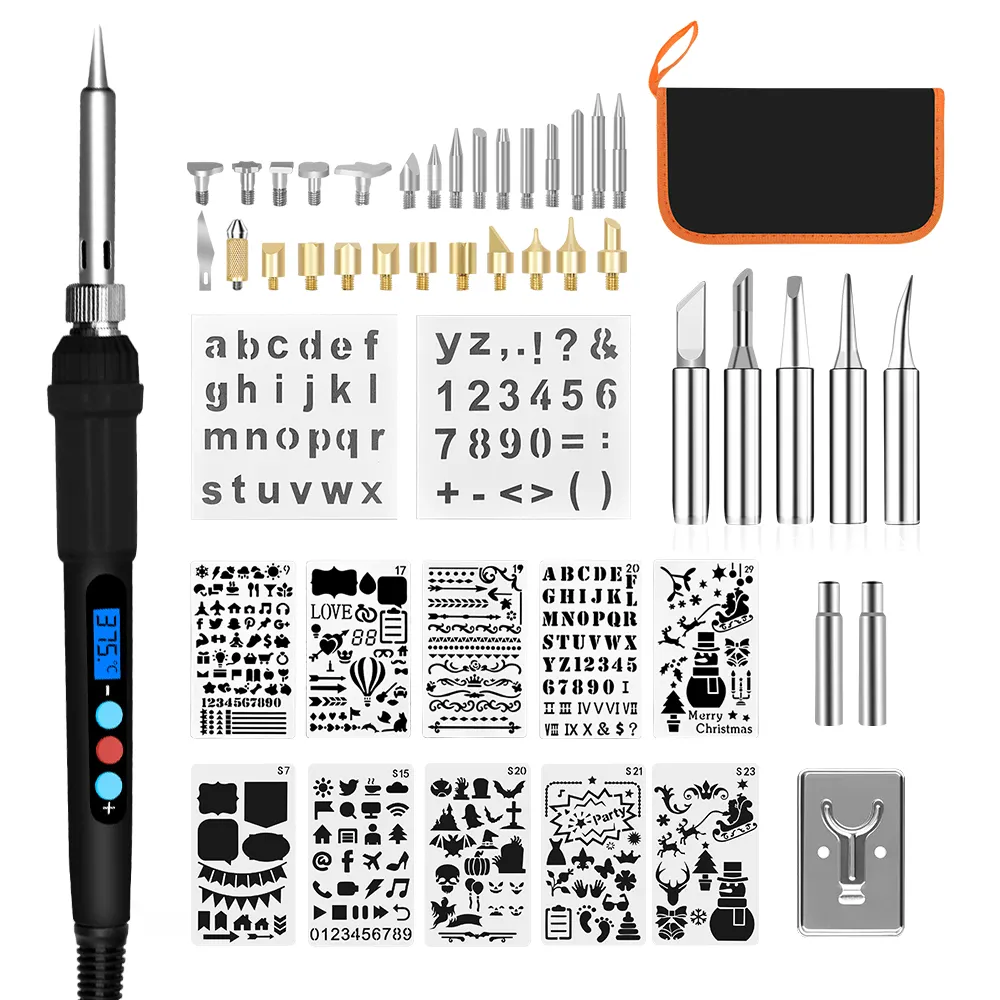 48pcs 60w saldatura strumenti fai da te set saldatore elettronico kit pirografia kit penna a legna per goffratura pirografo