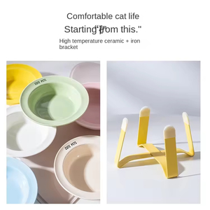 Neck Protection High Stand Pet Bowl <b>Ceramic</b> Cat <b>Dog</b> Food Water Bowl Anti Acne UFO Shape Pet Bowl Genuine - Product Image 4