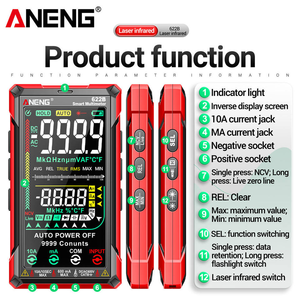 Multímetro Digital Inteligente ANENG 622B, Rango Automático, True RMS, 9999 Lecturas, Herramientas Profesionales para Electricistas - Product Image 4
