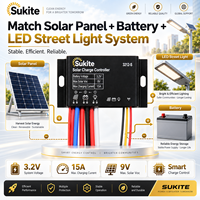 Contrôleur de charge solaire PWM plat 3212 3.2V 20W 15A de haute qualité Sukite pour projet d'ingénierie solaire