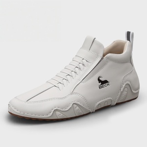 Chaussures de marche décontractées à bout rond et bas, avec doublure en maille respirante blanche, fermeture éclair latérale, tige en PU, style streetwear toutes saisons - Product Image 1