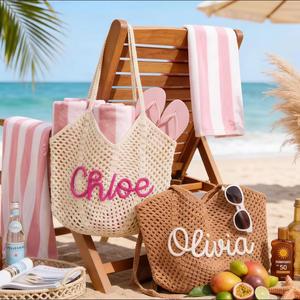 Sac de plage en polyester pliable, multifonctionnel, crocheté sur mesure - Product Image 2