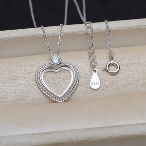 Pendentif Mabei en forme de cœur 12 mm, support vide en argent S925 pour collier, breloque de bijoux DIY, pendentif raffiné - Product Image 3