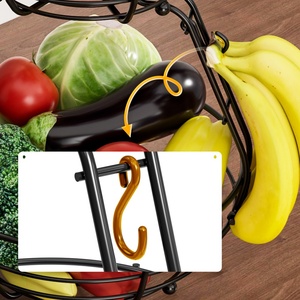2 livelli cesto di frutta da cucina in metallo portatile in metallo porta frutta staccabile Multi-strato porta frutta cucina cremagliera frutta - Product Image 4