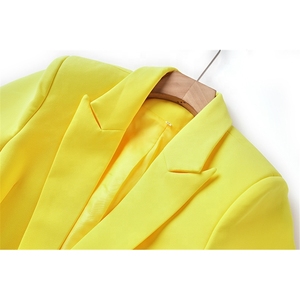 ZHEZHE Großhandel Kleidung Elegante Perlenknöpfe Damen <span class=keywords><strong>Blazer</strong></span> Gelbe Jacke Femme <span class=keywords><strong>Blazer</strong></span> Damenmode - Product Image 4