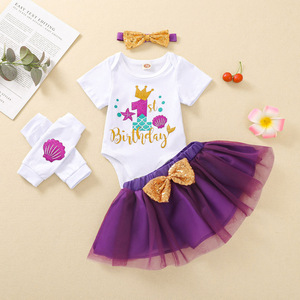Vêtements pour petites filles robes d'anniversaire pour petites filles ensemble tutu pour enfants de 1 an tenues pour 1er anniversaire ensembles de vêtements pour bambins pour la fête - Product Image 2