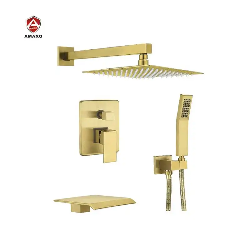Brushed Gold Bathtub Spout High Flow Tub Spout for Bathroom Sink and Tub Filler Fixtures Waterfall Tub Faucet