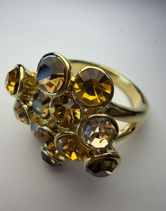 Anillo Tradicional Ajustable de Lujo con Cristales Multicolores, Bañado en Oro, con Piedras Preciosas Naturales Arcoíris para Mujer, Hecho en China - Product Image 1