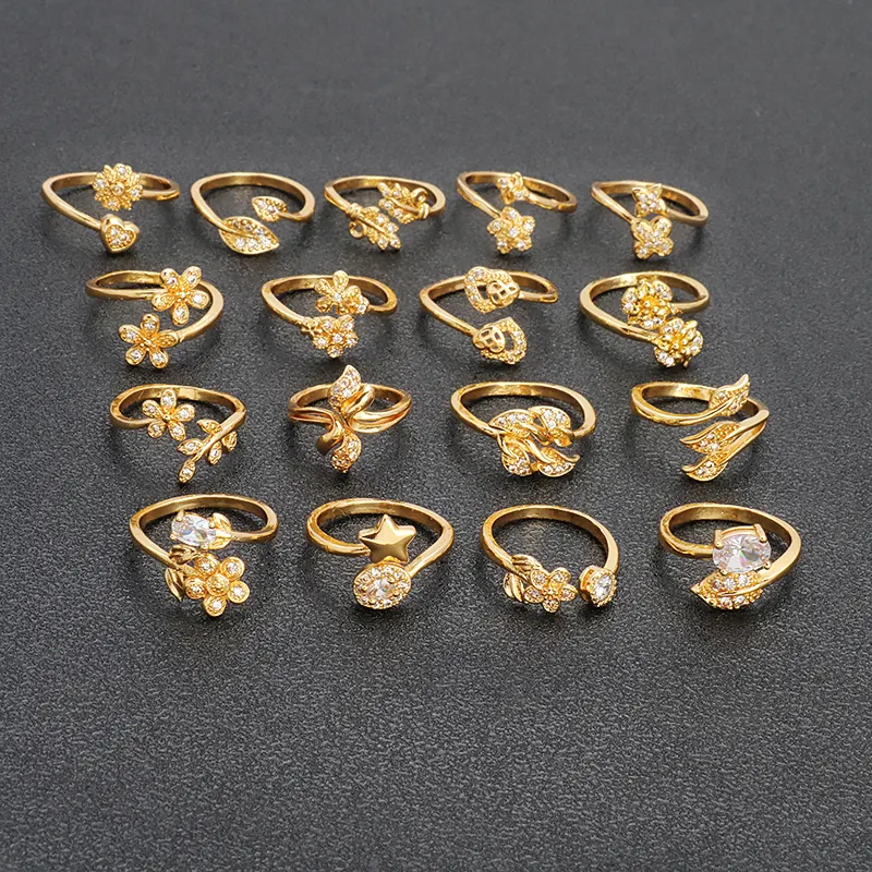 JXX Großhandel 24 Karat vergoldete Ringe Schmuck Frauen Schön für Frauen Gold Hochzeit Offene Ringe