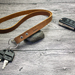 Boshiho <b>Leather</b> <b>Keychain</b> Carabiner Oblong Durable Embossing Printing Customized - Product Image 2