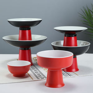 Style chinois haut <span class=keywords><strong>pied</strong></span> mélamine Restaurant hôtel assiettes en plastique fête gâteau Dessert plats assiettes de fruits secs - Product Image 1