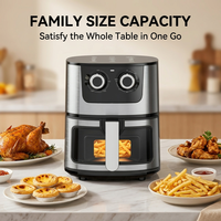 Friteuse à air moderne avec poignée froide au toucher, arrêt automatique, en acier inoxydable, 5,5 L, fenêtre de visualisation, sans huile, double bouton, pour cuisine domestique
