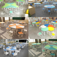 Se pueden empalmar mesas hexagonales escritorio colaborativo y sillas para la escuela están en casa en las aulas áreas de comedor comunes
