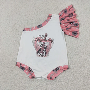 Nuevo pelele de verano para bebé niña recién nacida con estampado western y manga volante de un solo hombro - Product Image 5
