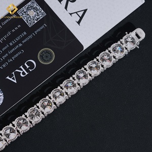Pulsera de tenis de moissanita de 10 mm con incrustaciones de lujo, plata 925, joyería hip hop, pasa la prueba del diamante - Product Image 3