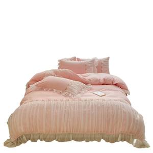 Juego de ropa de cama de encaje floral estilo princesa Romántica Francesa 4 Uds juego de edredón fundas de almohada para decoración de dormitorio de lujo - Product Image 1