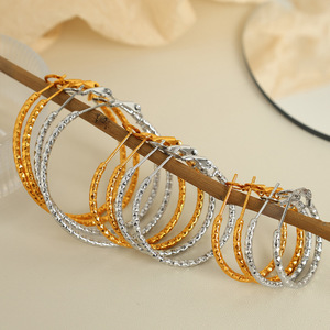 <b>Hoop</b> Earrings For Women Gold Silver Twist Design <b>Large</b> Size Fashion Jewelry - Product Image 2