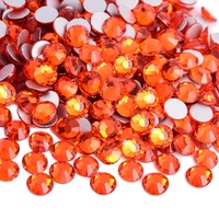 OLeeya Venta al por mayor SS6-SS30 Cristales de vidrio de colores naranja jacinto, pedrería de strass de base plana sin fijación en caliente para leotardos de gimnasia hechos a mano